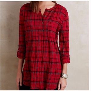Anthropologie HOLDING HORSES Plaid Top